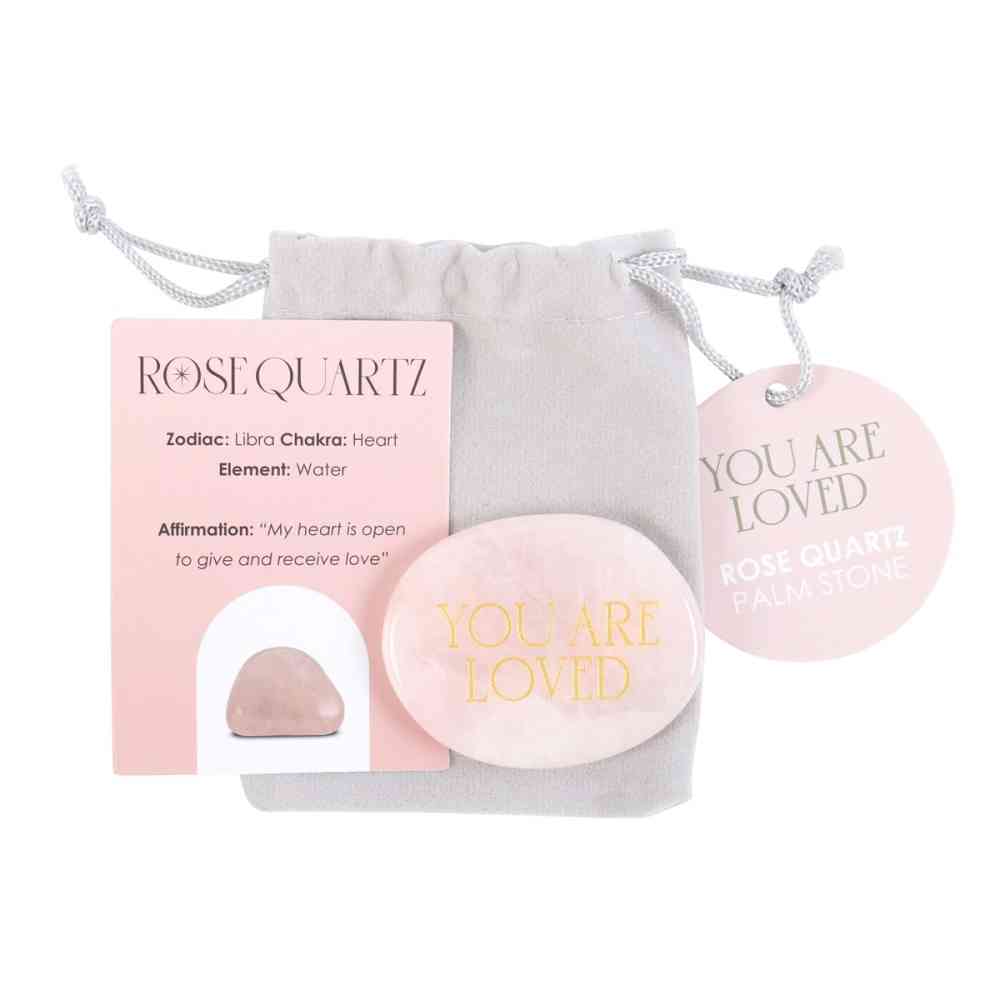 Something Different - You Are Loved Rose Quartz Palm Stone Kristal - Roze